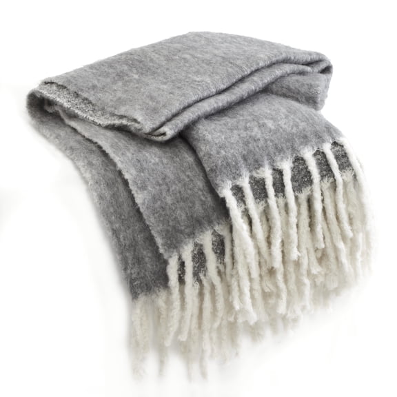 Peppermint Home Solid Mohair Throw Blanket, 50"x 70", Grey