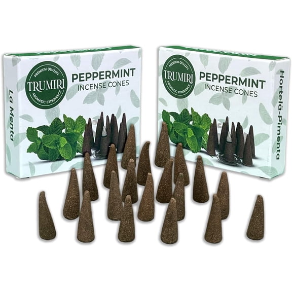 Peppermint Incense Cones - Total 20 Cone Incense - Dual Pack of 10 Insence Cones - Incense Cones Scented - Cone Incense Scents - Insense Cones - Incent Cone