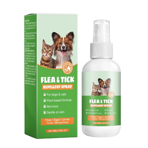 Peppermint Lemon Pet Flea Spray for Dogs and Cats Natural Extract Formula Helps Maintain Clean Coat 50ml Home Travel Use