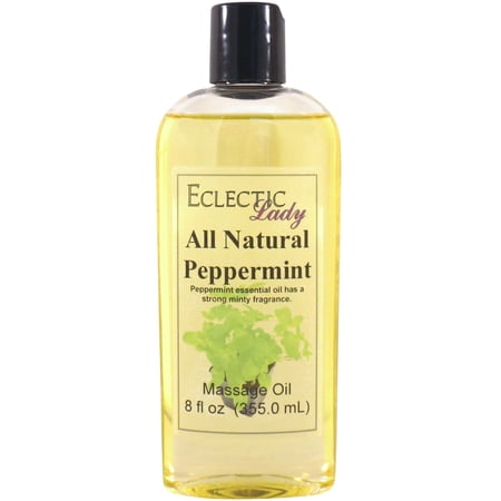 Peppermint Massage Oil by Eclectic Lady, 8 oz, Sweet Almond Oil and Jojoba Oil