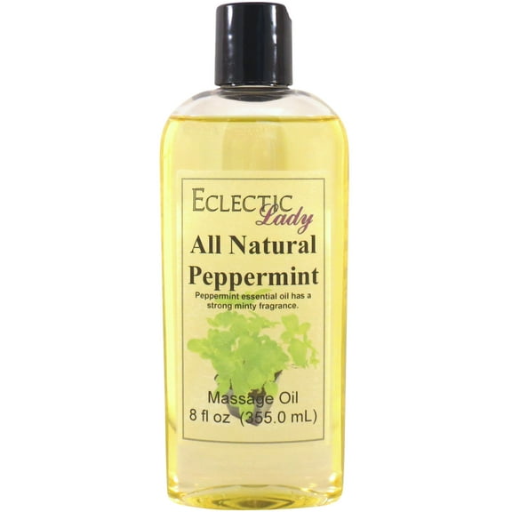 Peppermint Massage Oil by Eclectic Lady, 8 oz, Sweet Almond Oil and Jojoba Oil