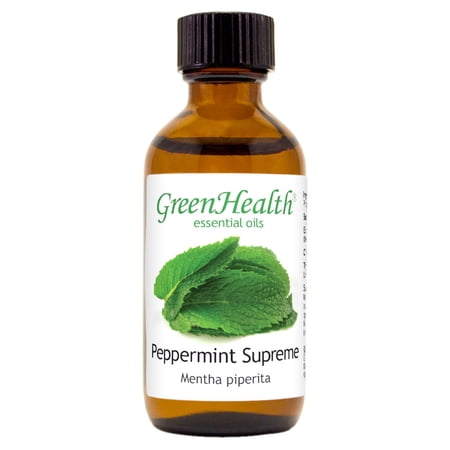 Peppermint (Mentha Piperita) Essential Oil - 2 fl oz (59 ml) Glass Bottle w/ Cap - 100% Pure Essential Oil by GreenHealth