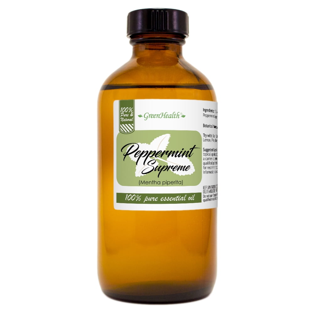 Peppermint (Mentha Piperita) Essential Oil - 8 fl oz (237 ml) Glass Bottle w/ Cap - 100% Pure Essential Oil by GreenHealth
