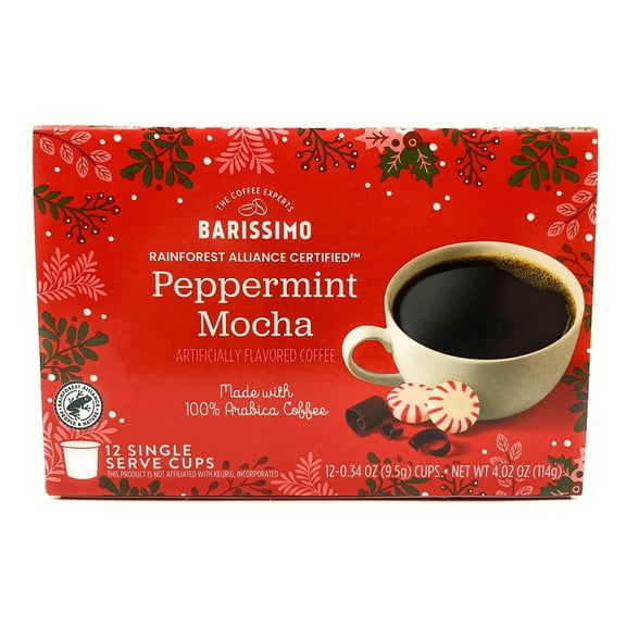 Barissimo Peppermint Mocha Coffee Pods Light Roast K-Cup Compatible 12 Count 4.02 oz