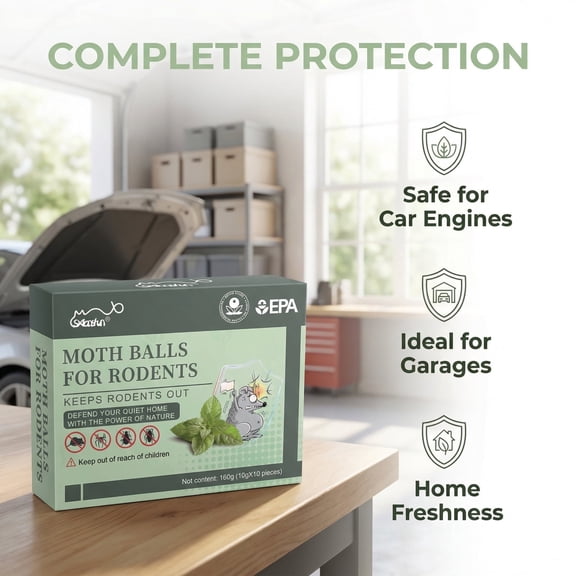 Peppermint Oil Rodent & Moth Protection Balls 10-Pack - Non-Toxic Deterrent for Rats, Moles, Squirrels, Moths (Indoor/Outdoor)