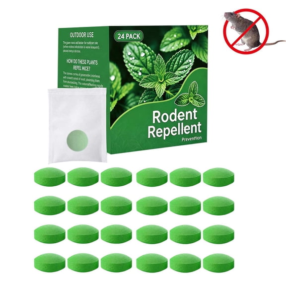 Peppermint Oil Rodent Repellent 24 Pack Non Toxic Mouse Deterrent for Indoor Outdoor Use Safe for Homes Pets Environment