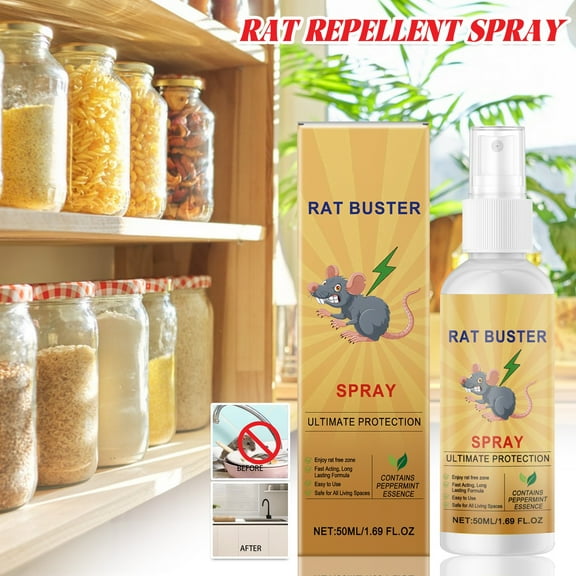 Peppermint Oil Rodent Repellent Spray, 1.69 Fl Oz Natural Mouse Repellent for Indoor and Outdoor Use, Safe for Pets, Long Lasting Pest Control for Houses, Garages, and Attics