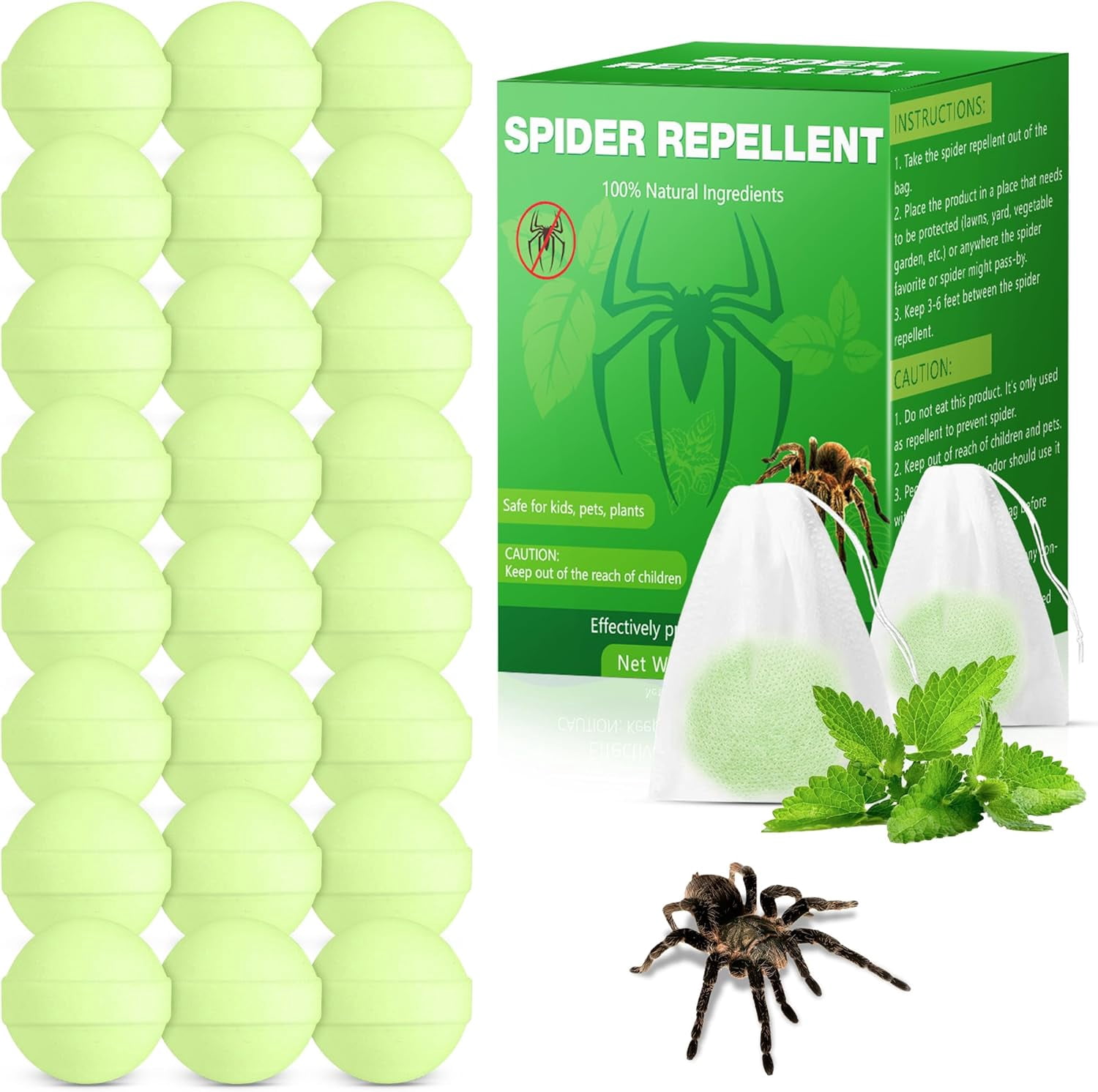 Peppermint Oil Spider Repellent - 24 Pack Spider Repellent Balls for ...
