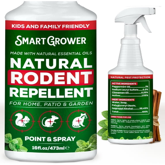 Peppermint Oil Spray for Rodents – Maximum Strength Ready to Use Peppermint Spray for Rodent, Mice, Squirrels – Indoor, Outdoor & Car Engine Protection – 16 oz