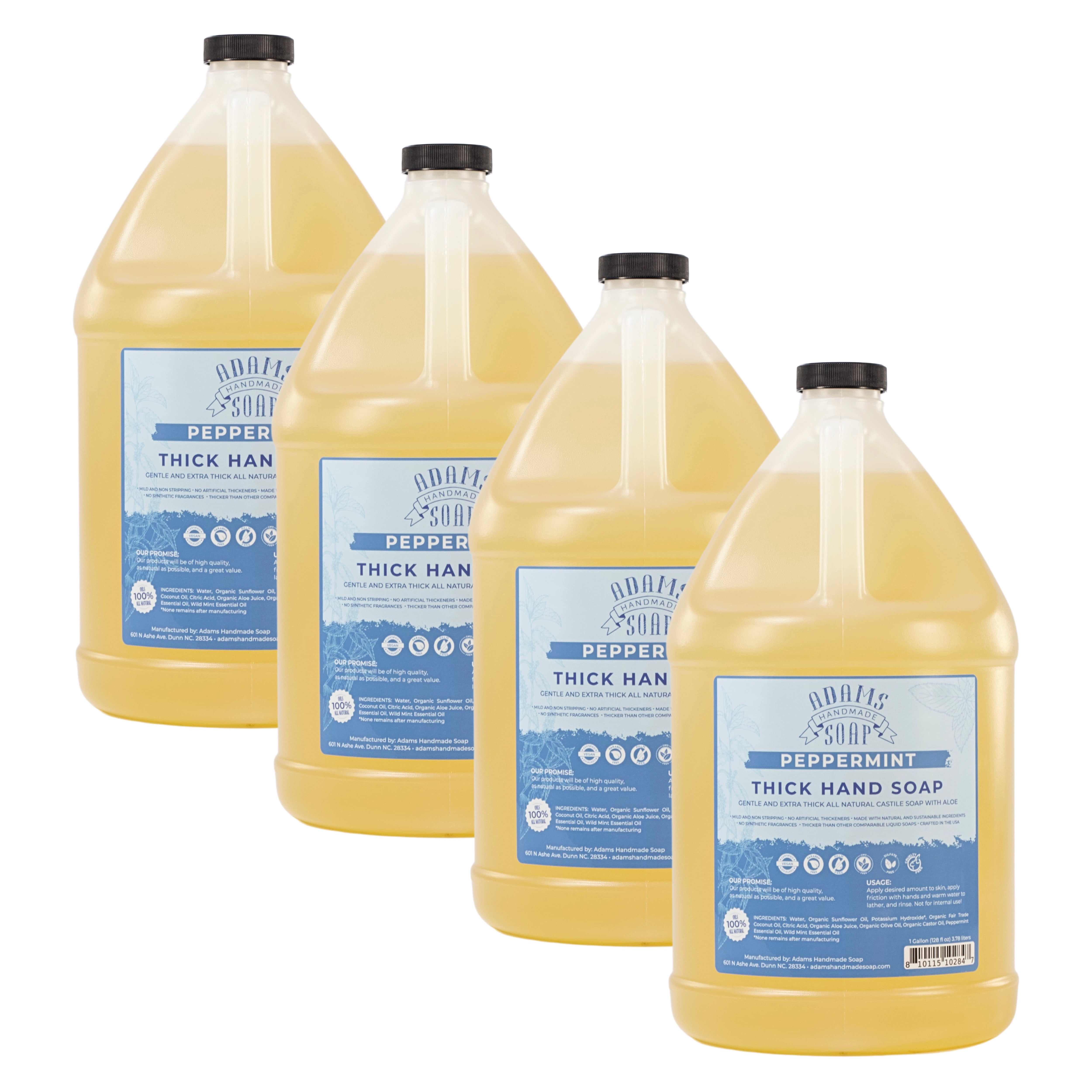 Peppermint Organic Castile Liquid Hand Soap 1 Gallon Refill Adams Handmade Soap