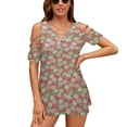 thumbnail image 1 of Peppermint Party Womens Summer V Neck Zipper Top Short Sleeve T Shirt Off Shoulder Top Casual Classy Loose Shirts, 1 of 7