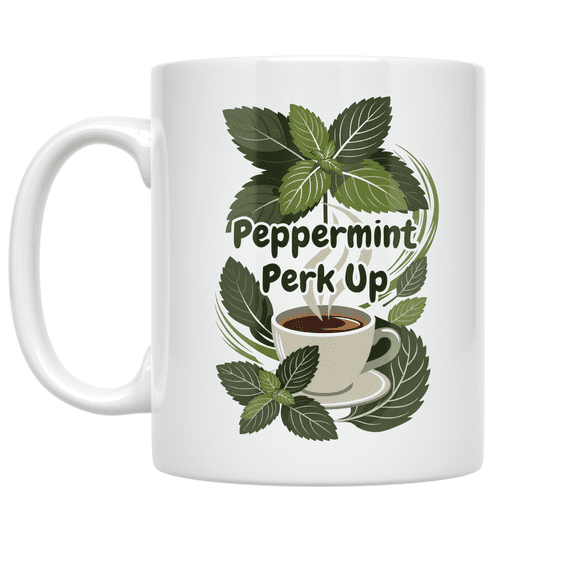 Peppermint Perk Up Design - Essential Oil Enthusiast - 11 oz Ceramic Coffee Mug