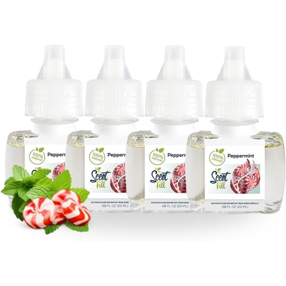 Peppermint Plug In Air Freshener with 4 Scented Oil Refills 0.68 Fl Oz