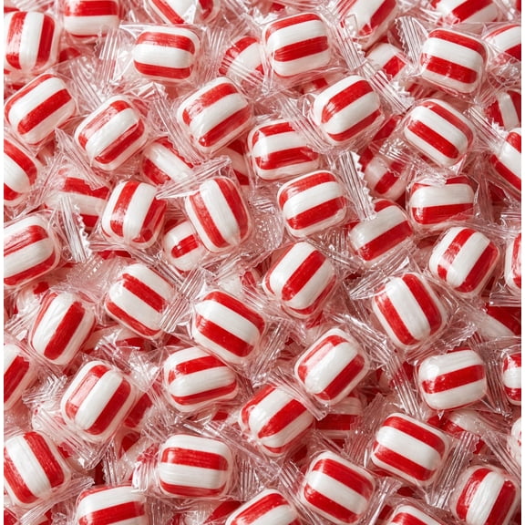 Peppermint Puff Candy - 1 lb Red and White Individually Wrapped Striped Soft Mints - After Dinner or Great for Holidays