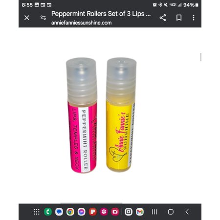 Peppermint Roller | 5 ml. | Soothes Chapped Skin | Lips, Neck, Temple | Headache Relief | Made in Omaha, NE | Annie Fannie's Sunshine LLC