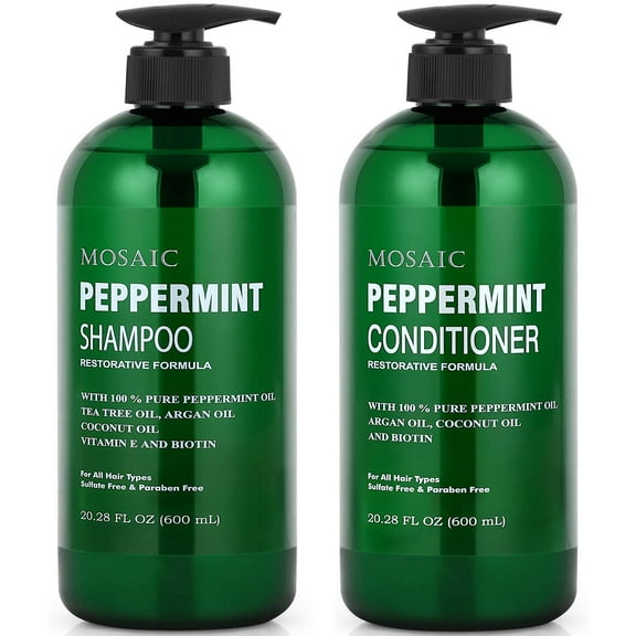 Peppermint Shampoo and Conditioner Set, 20.2 FL Oz Each