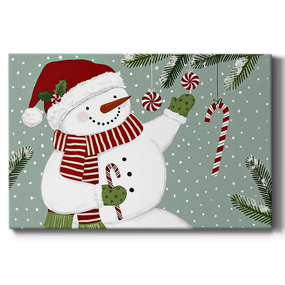 Peppermint Snowman Collection A- Gallery Wrapped Canvas