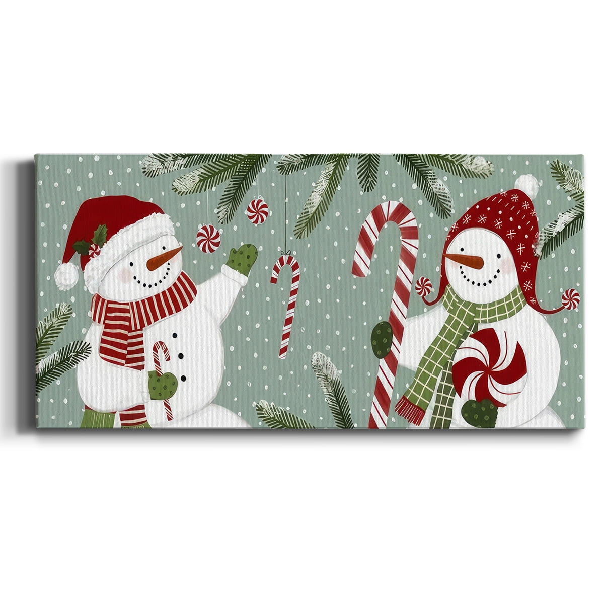 Peppermint Snowman Collection D- Gallery Wrapped Canvas