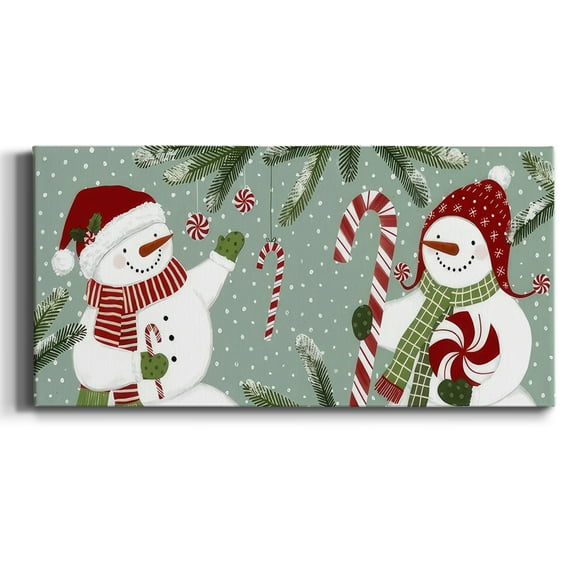 Peppermint Snowman Collection D- Gallery Wrapped Canvas