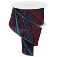 thumbnail image 1 of Peppermint Stripes Wired Edge Ribbon, Red Ice Blue 2.5 Inches x 10 Yards, 1 of 1