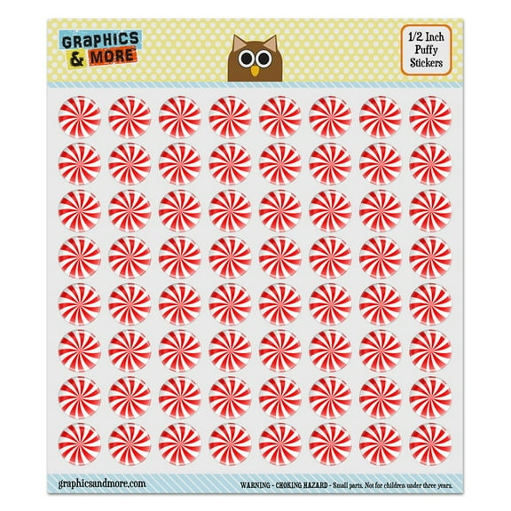 Peppermint Swirl 0.5" Puffy Bubble Dome Scrapbooking Crafting Sticker Set