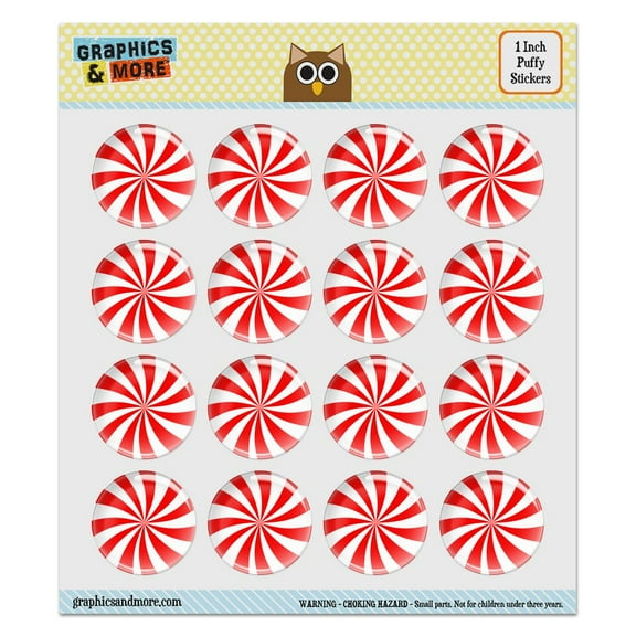 Peppermint Swirl 1.0" Puffy Bubble Dome Scrapbooking Crafting Sticker Set