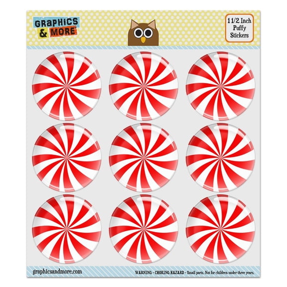 Peppermint Swirl 1.5" Puffy Bubble Dome Scrapbooking Crafting Sticker Set