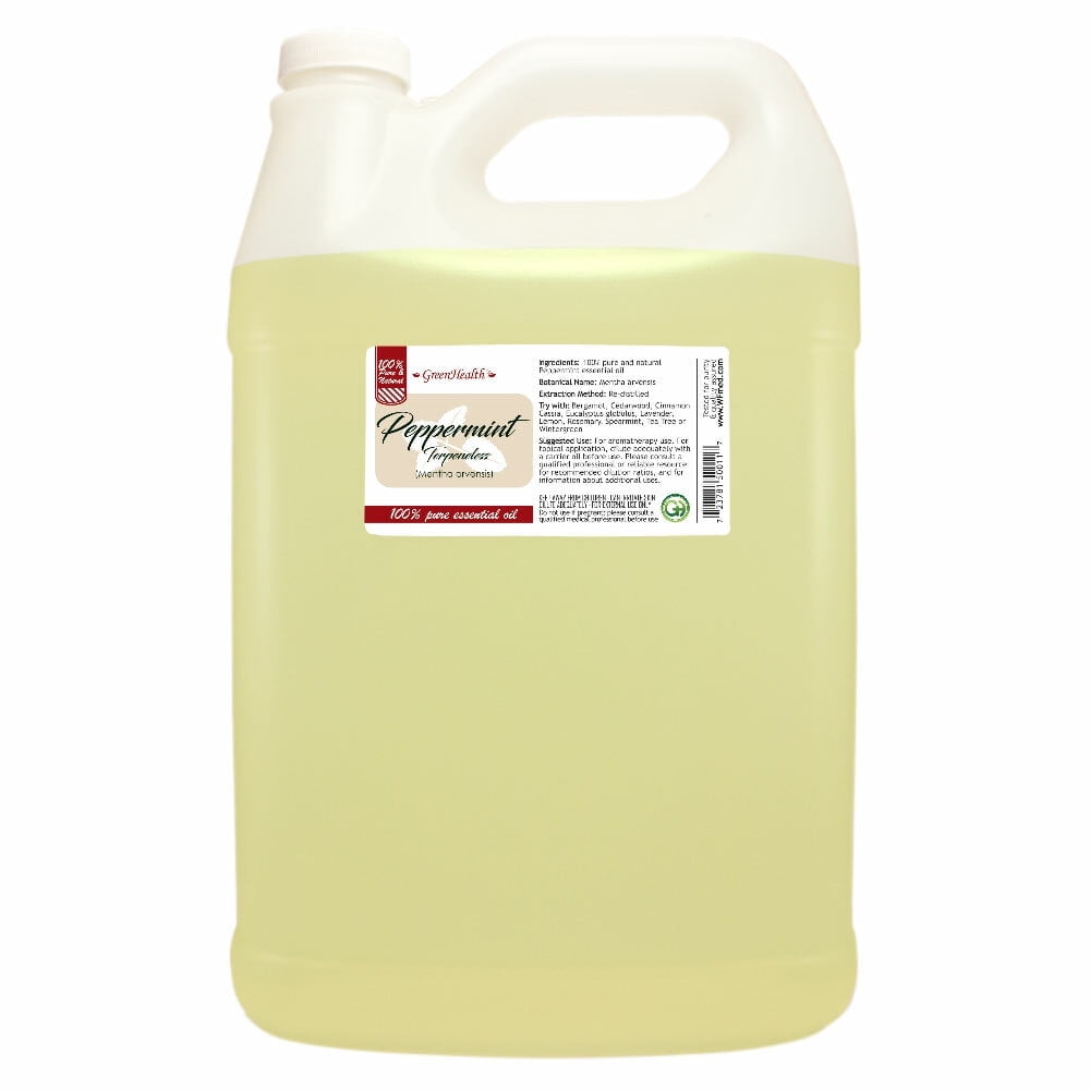 GreenHealth Peppermint (Terpeneless) Essential Oil 1 Gallon Clear Plastic Jug w/ Cap