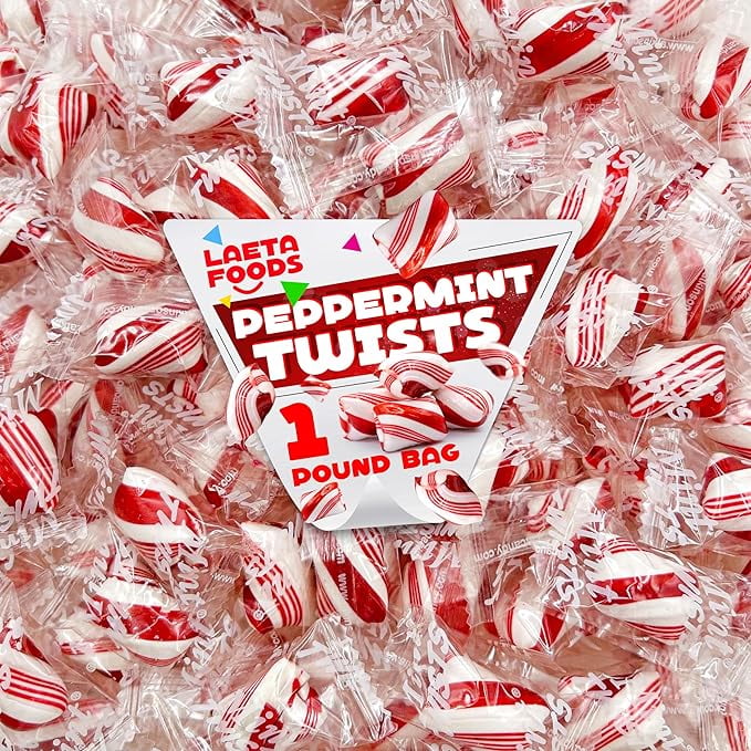 Peppermint Twists Hard Candy | 1 Pound Bag | Individually Wrapped Refreshing Mints
