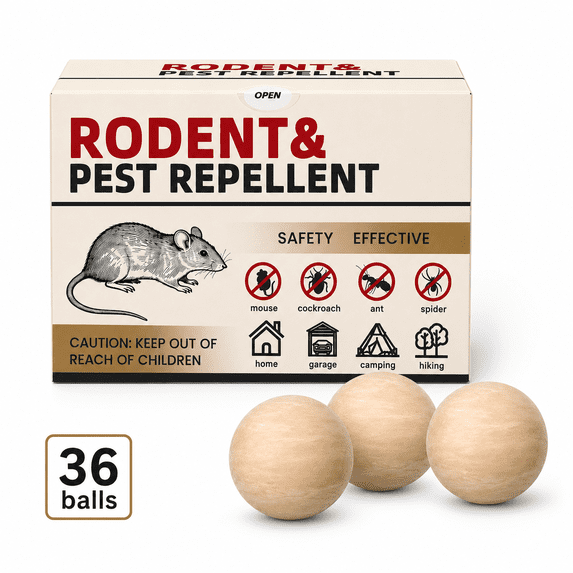 PeppermintRodentRepellent Balls 36 Balls,MouseRepellent for Longer Lasting Scent | Indoor, Outdoor, Car Engine Protection | Mice, Rat Deterrent for Home, Garage, Attic | Pet & Kid Safe