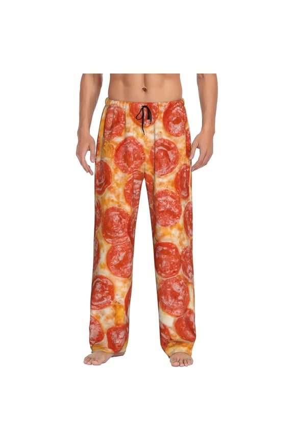 Pepperoni Pizza Men'S Pajama Pants Soft Sleep Lounge Pants Pjs Bottoms With Pockets X-Large