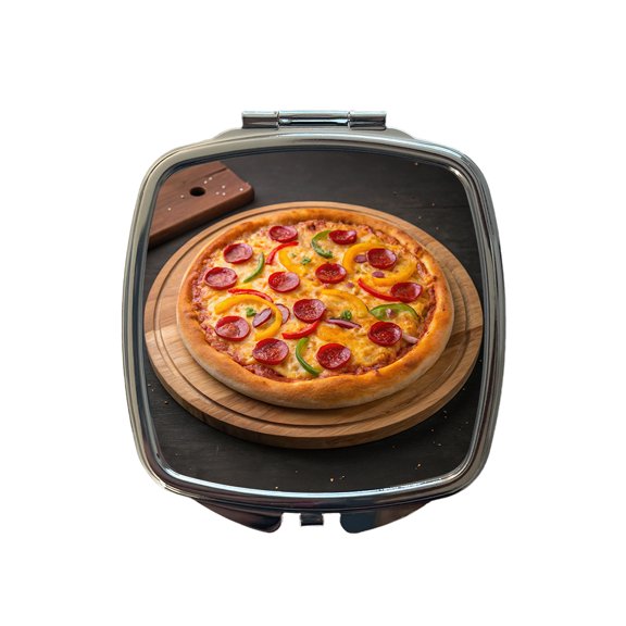 Pepperoni Pepper Pizza Travel Makeup Handbag Purse Small Pocket Compact Mirror