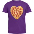 thumbnail image 1 of Pepperoni Pizza Heart Purple Adult T-Shirt - Small, 1 of 1