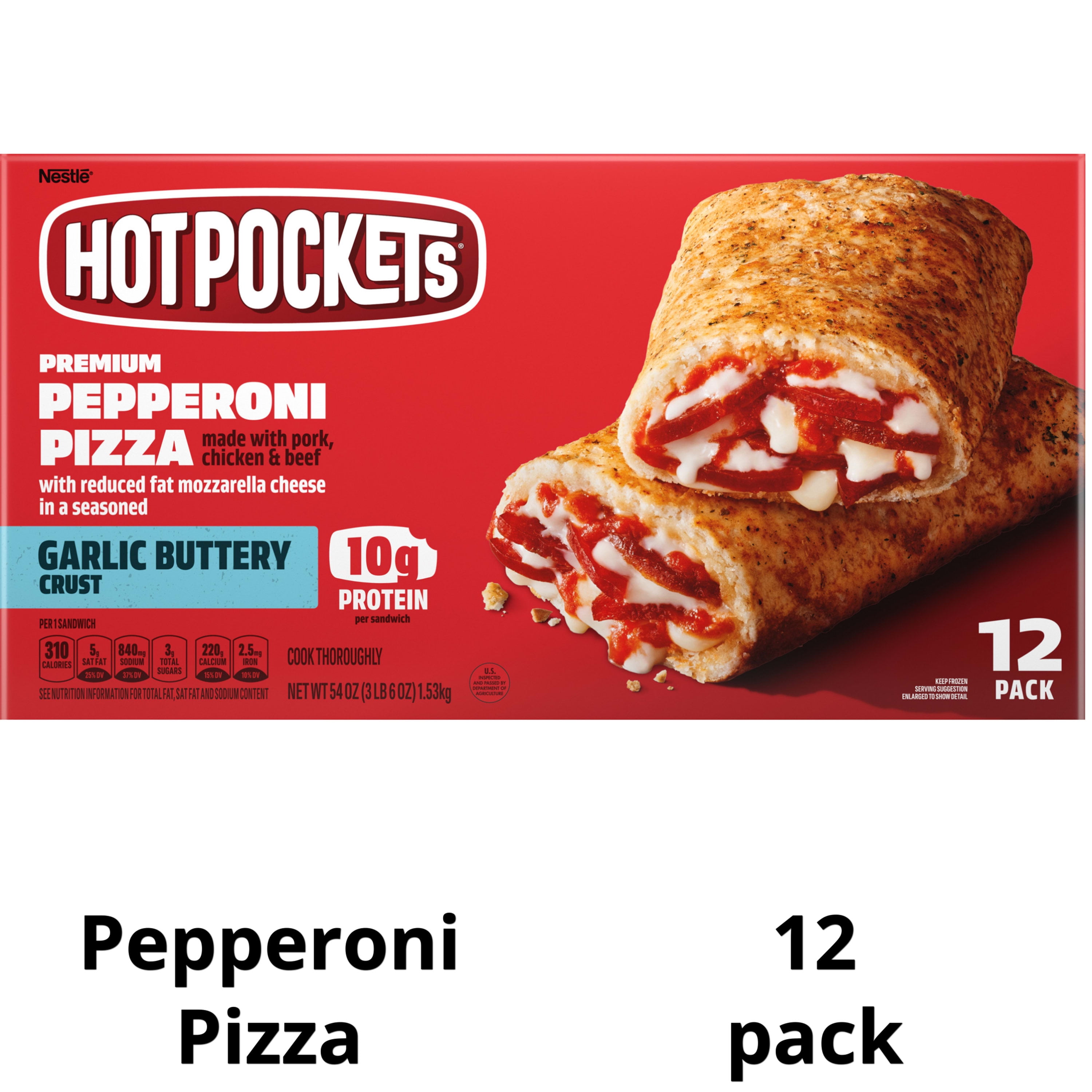 Pepperoni Pizza Hot Pocket with Garlic Buttery Crust (Frozen 12Pack