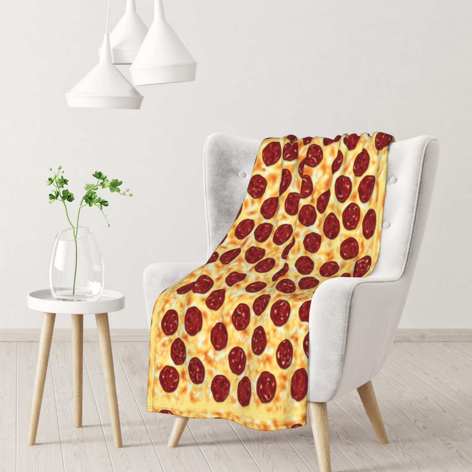 Pepperoni Pizza Pattern Blanket Soft Lightweight Winter Fall Throw Blanket Warm Blankets for