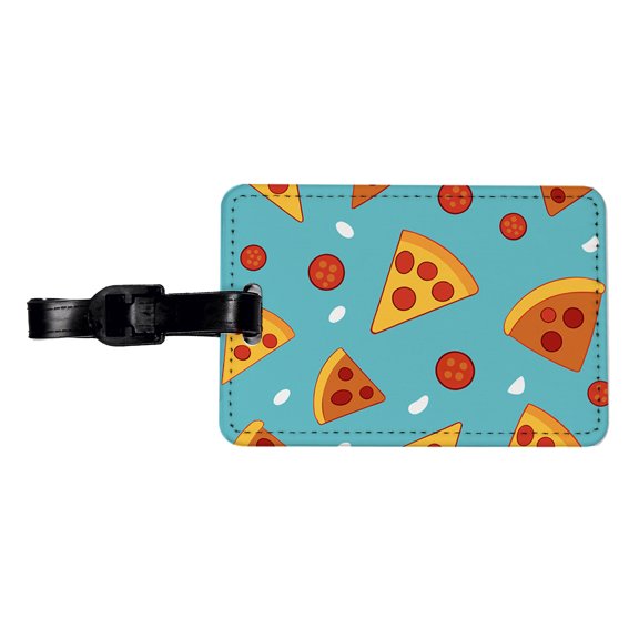 Pepperoni Pizza Scattered Pattern Faux Leather Travel Luggage Tag