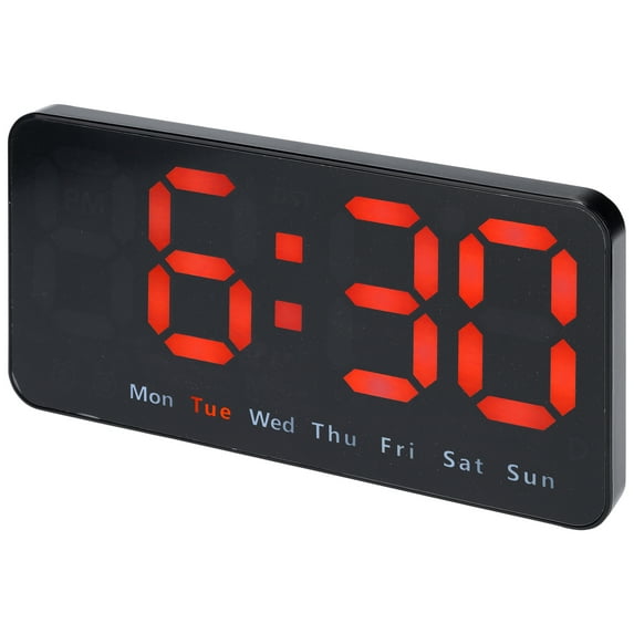 REGALWOVEN Digital Dual Alarm Clock, Big Numbers Display Dimmable Wall Clocks, Temperature, Day of Week, DST Desk Alarms Orange 8.3"L x 1.2"W x 4.3"H