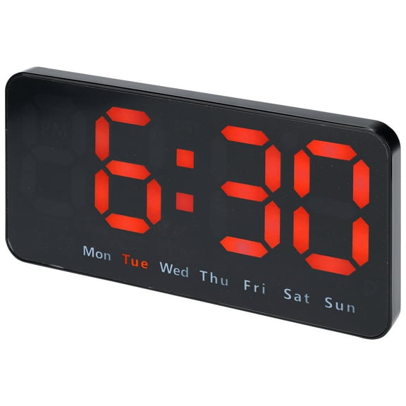 REGALWOVEN Digital Dual Alarm Clock, Big Numbers Display Dimmable Wall Clocks, Temperature, Day of Week, DST Desk Alarms Orange 8.3"L x 1.2"W x 4.3"H