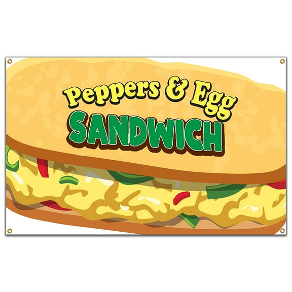 Peppers And Egg Sandwich 60" Banner Concession Stand Food Truck Single Sided