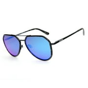 Peppers Kestrel Black Grey Tortoise Rim Accent with Smoke Polarized Blue Ocean Mirror Sunglasses