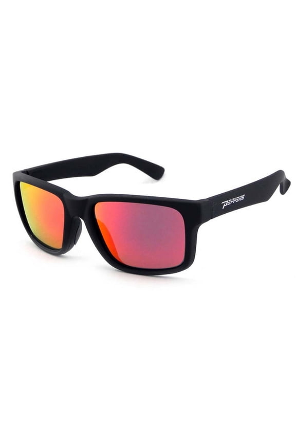 Beachcomber Matte Black with Brown Polarized Fire Red Mirror Lens Sunglasses