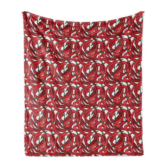 Peppers Soft Flannel Fleece Throw Blanket, Pattern of Chili Peppers with Dotted Background Vegan Spicy Food Theme, Cozy Plush for Indoor and Outdoor Use, 50" x 70", Vermilion Ruby Green, by Ambesonne