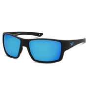 Peppers Whaler Matte Black with Blue Diamond Mirror Polarized Lens Sunglasses