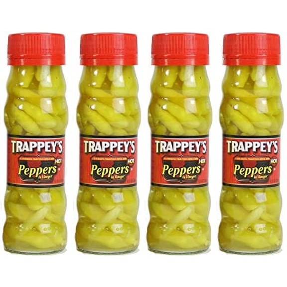 Trappey's Peppers in Vinegar, Hot, 4.5 oz, Pack of 4