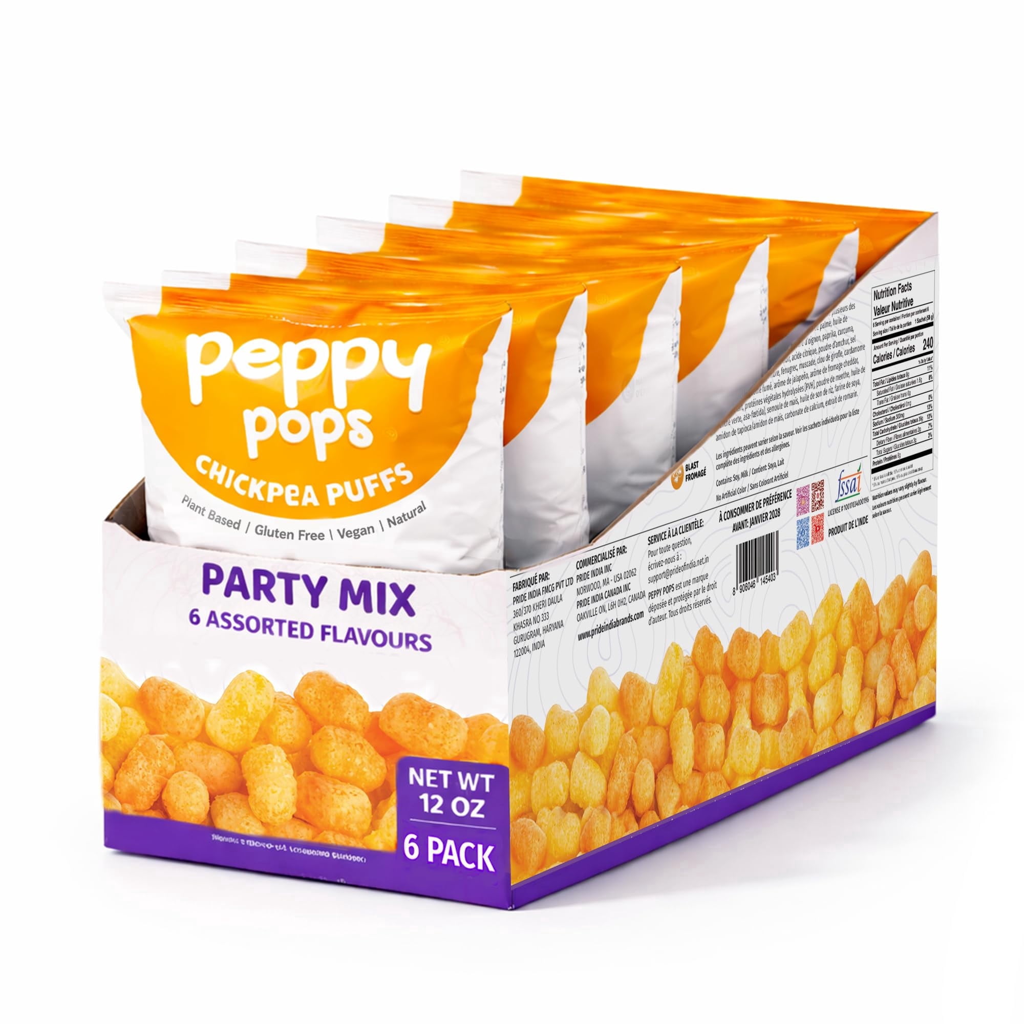 Puff Pops Peppy Pops Chickpea Puffs Party Mix Variety Pack - 6 Pack, 12 oz | 6 ...