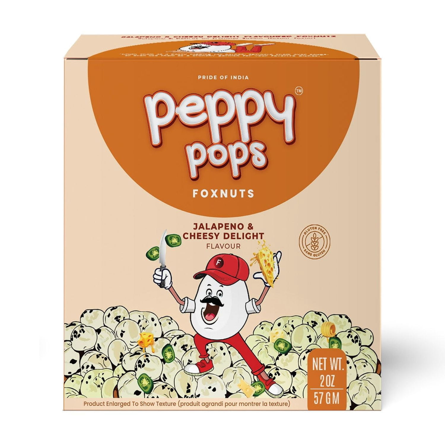 Peppy Pops Jalapeno & Cheesy Delight Foxnuts 2 oz (57 gm) – Spicy