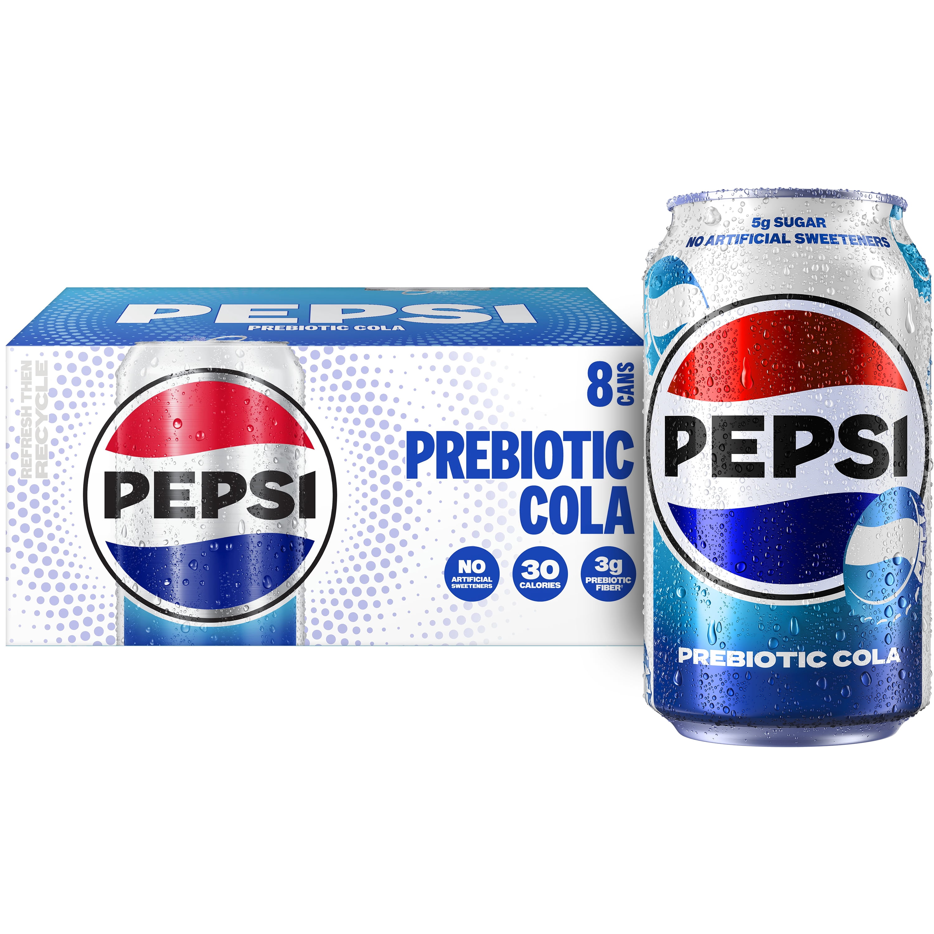 Pepsi Prebiotic Cola Soda Pop, 12 fl oz, 8 pack cans - Walmart.com