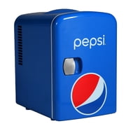 Pepsi 6 Can Portable Mini Fridge, 4L Personal Cooler with Carrying Handle, AC & 12V Car Adapter, Compact Beverage Cooler for Drinks, Skincare, and Snacks