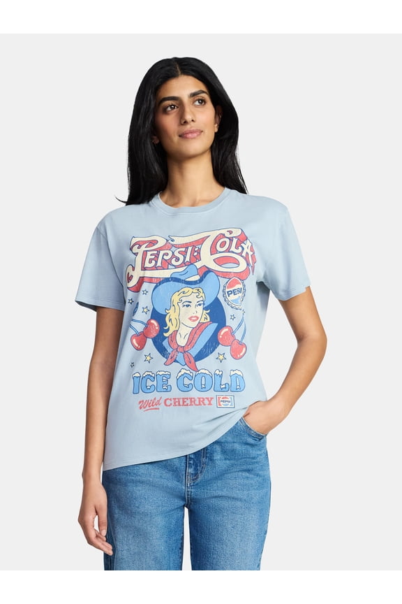 Cola Women's Cowgirl Graphic Tee with Short Sleeves, Sizes XXS-XXL