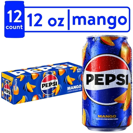Pepsi Cola Mango Soda Pop, 12 fl oz, 12 Pack Cans